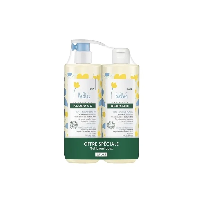 Klorane Baby Gentle Cleansing Gel 500ml - Pack of 2