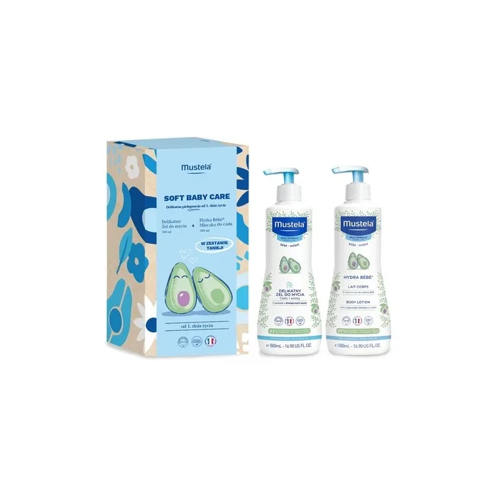 Mustela Soft Baby Care Gentle Cleansing Gel From Day 1 500 Ml And Body Milk 500 Ml