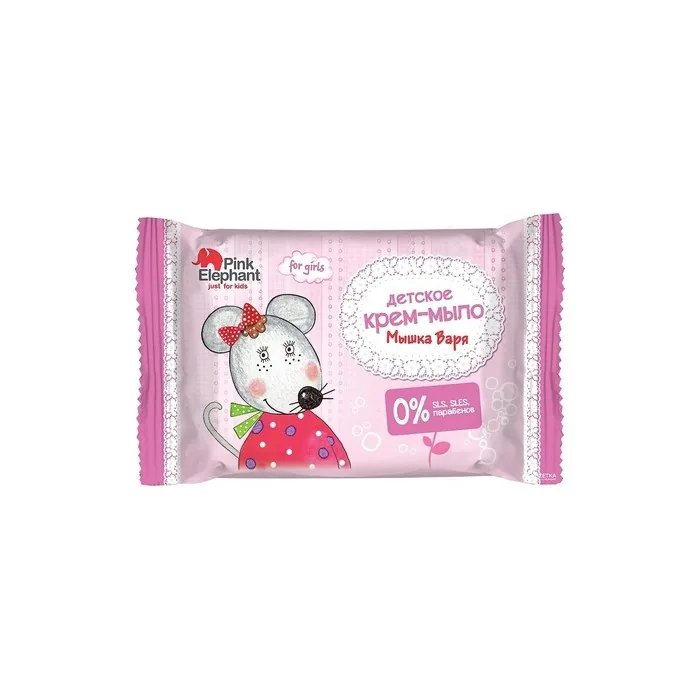 Elfa Pharm Kids Cream Soap Mouse Varya 0% SLS SLES Pink Elephant 90g
