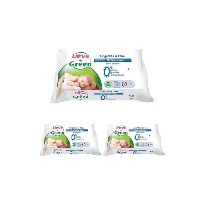 Love & Green Healthy Eco-Friendly Water Wipes 56 Wipes