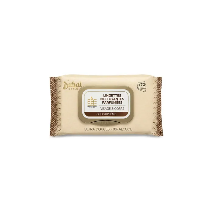 Dubai Style Oud Suprême Scented Wet Wipes 72 Count for Face and Body