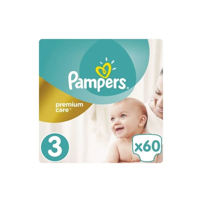 Pampers Premium Care 3 60pc S – Disposable Diaper Nappy, White