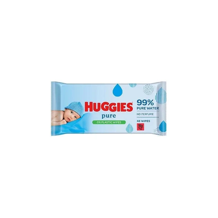 Huggies Pure 0% Plastic Baby Wipes - 48 Wipes