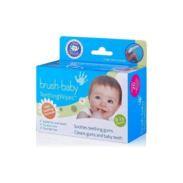 Teething Relief Finger Sleeve Wipes with Chamomile 20 Sleeves