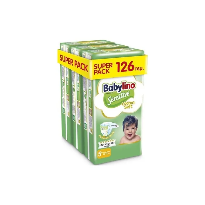 Babylino Sensitive Cotton Soft Diapers Size 5 For Babies 1217 Kg Super Pack