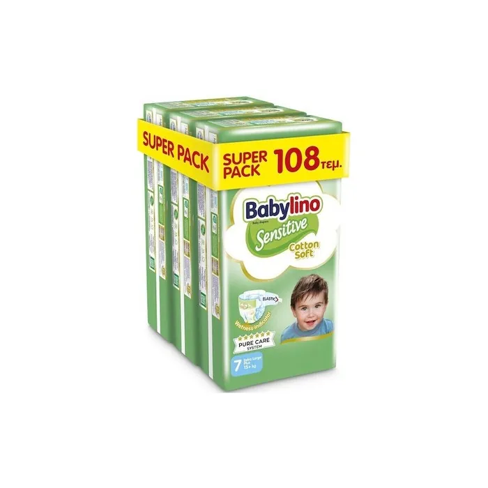 Babylino Sensitive Babylino Super Pack Sensitive Cotton Soft No7 15kg 108 Pieces