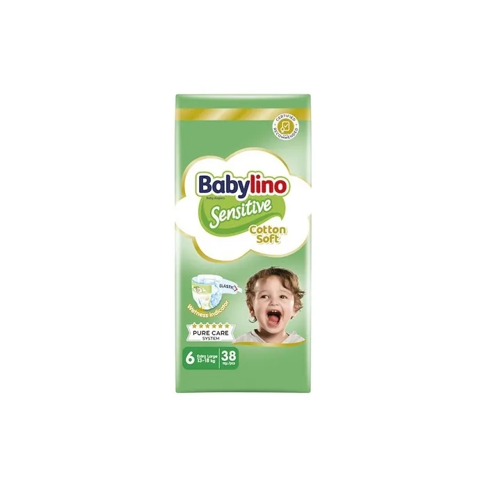 Babylino Sensitive Cotton Soft Baby Diaper No6 1318 Kg Value Pack 38 Pieces