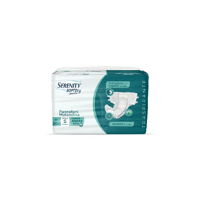 Serenity SD Sensitive Super Diapers for Incontinence Size S - Pack of 30