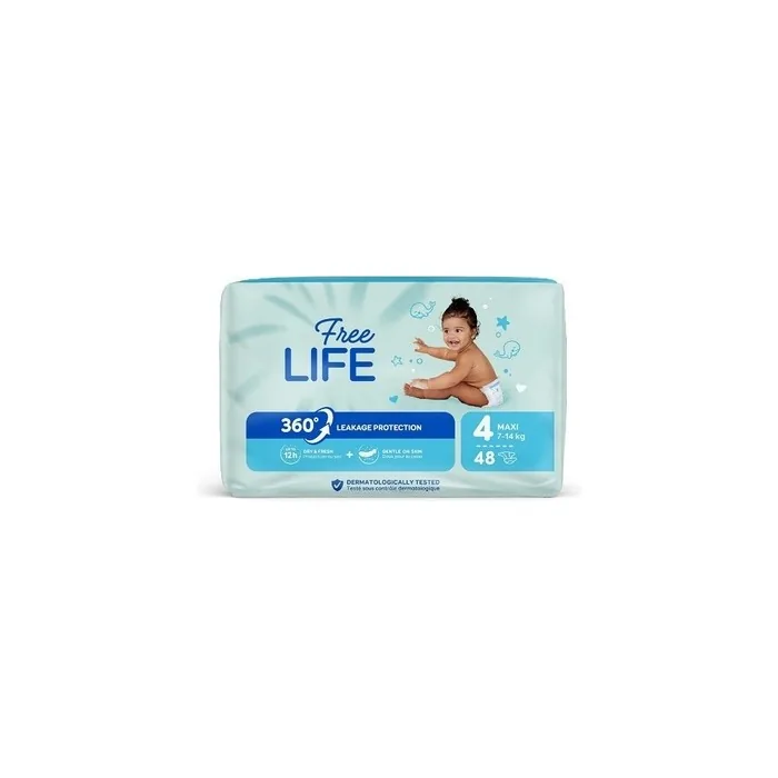 Ontex Freelife Sirius Maxi Disposable Diapers Size 4 (7-14 kg) - Pack of 48