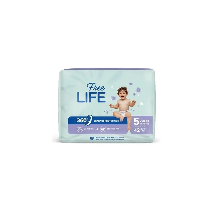 Ontex Freelife Sirius Junior Disposable Diapers Size 5 for Children 11 to 16 kg - 42 Pieces