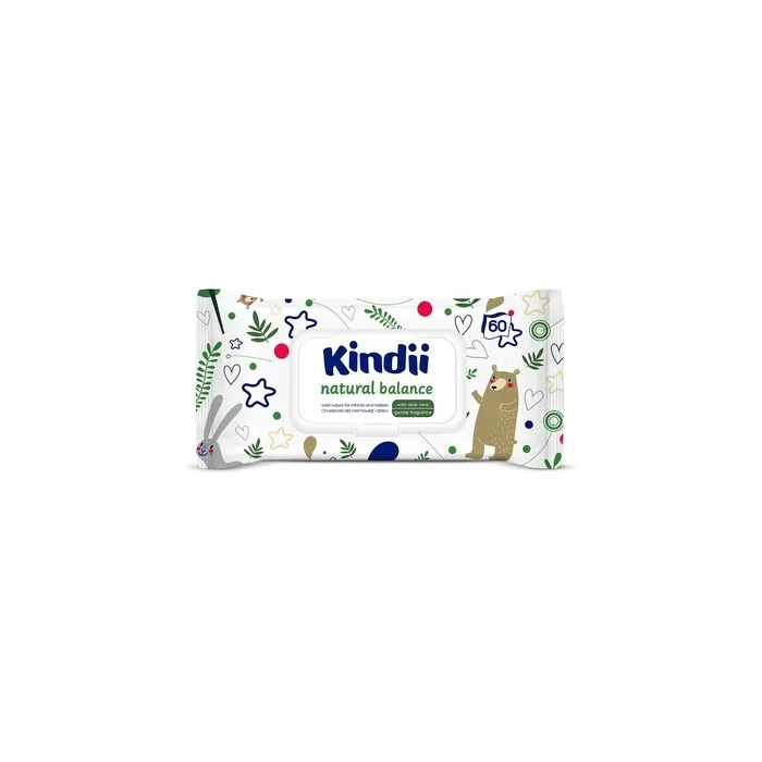Kindii Natural Balance Moisturizing Wipes for Infants and Children 60 Count