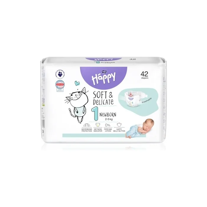 Bella Happy Soft&Delicate Size 1 Newborn Disposable Diapers 25 Kg 42 Pcs
