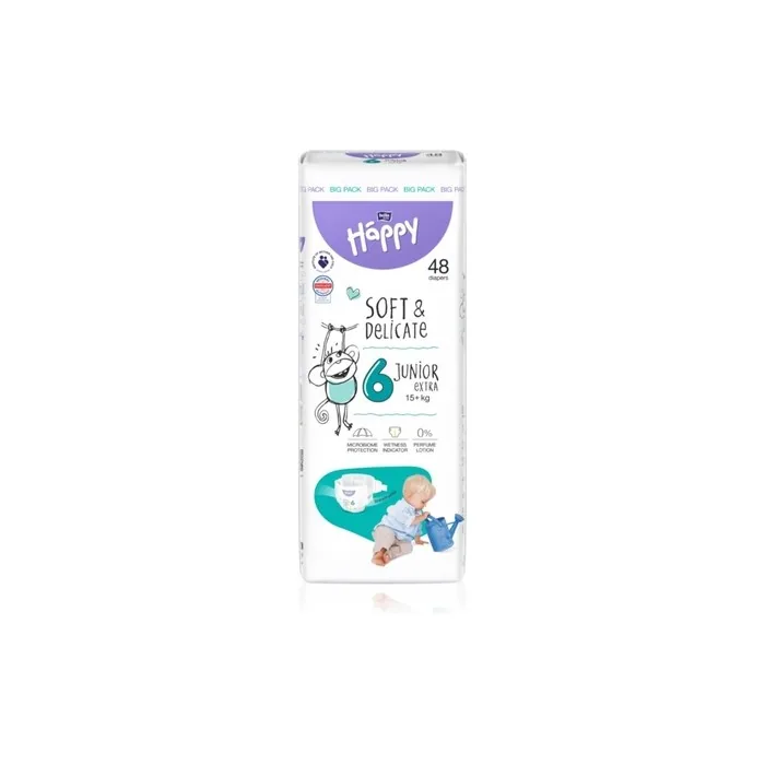 Bella Baby Happy Soft&Delicate Size 6 Junior Extra Disposable Diapers 15 Kg 48 Pcs