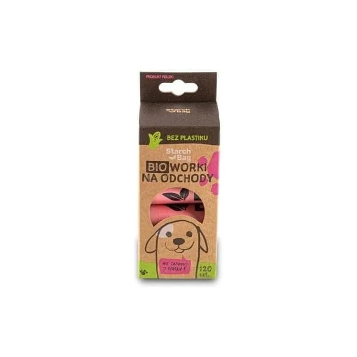 STARCHBAG Compostable BIOBags for Droppings 120pcs Pink