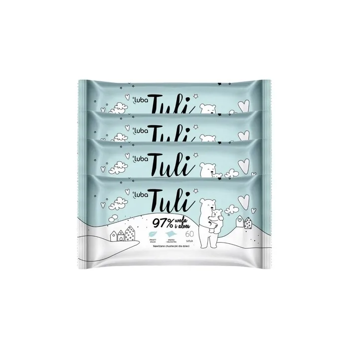Lubatuli Moisturizing Wipes For Children 97 Water And Aloe 4 Packs Of 60 Wipes