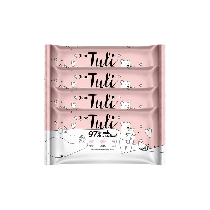 Lubatuli Moisturizing Wipes For Children And Infants 97 Water And Panthenol 4 Packs Of 60 Wipes