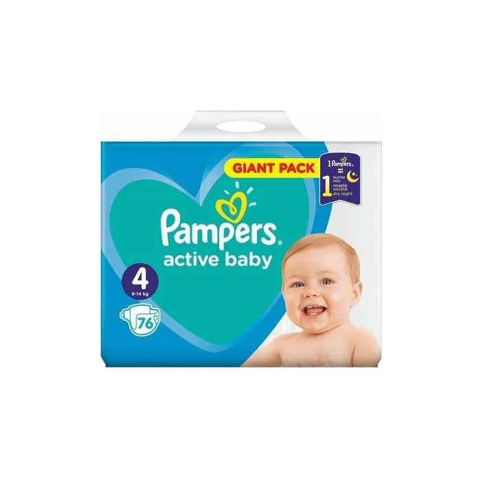 Pampers Active Baby Size 4 Disposable Diapers 76 Count (9-14 kg)