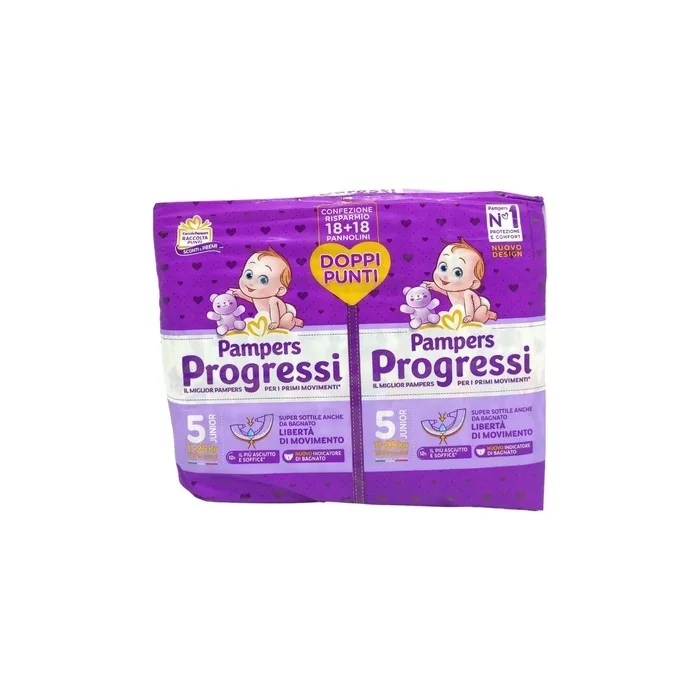 Pampers Progressi Diapers Size 5 Junior Pack Of 36 Double Pack