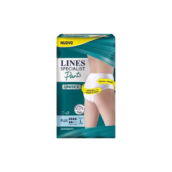 Lines Specialist Unisex Diapers Plus Soft and Comfortable for Day and Night - Large 7 Pack