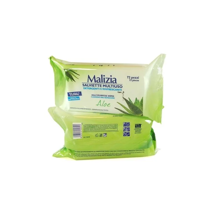 MALIZIA All-Purpose Wet Wipes with Aloe 72 Count