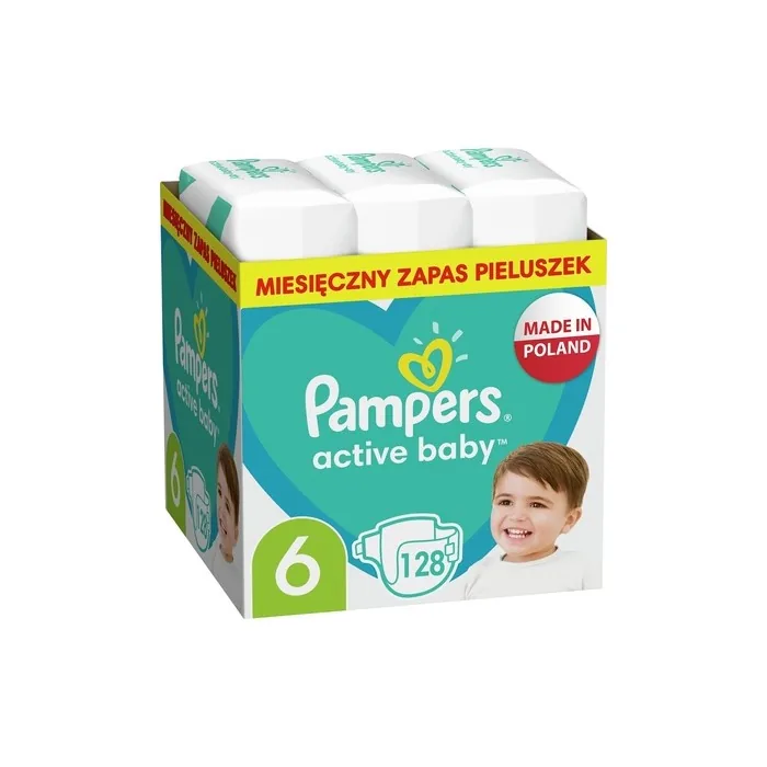 Pampers Baby Nappies Size 6 13-18kg Active Baby Nappies, Pack Of 128