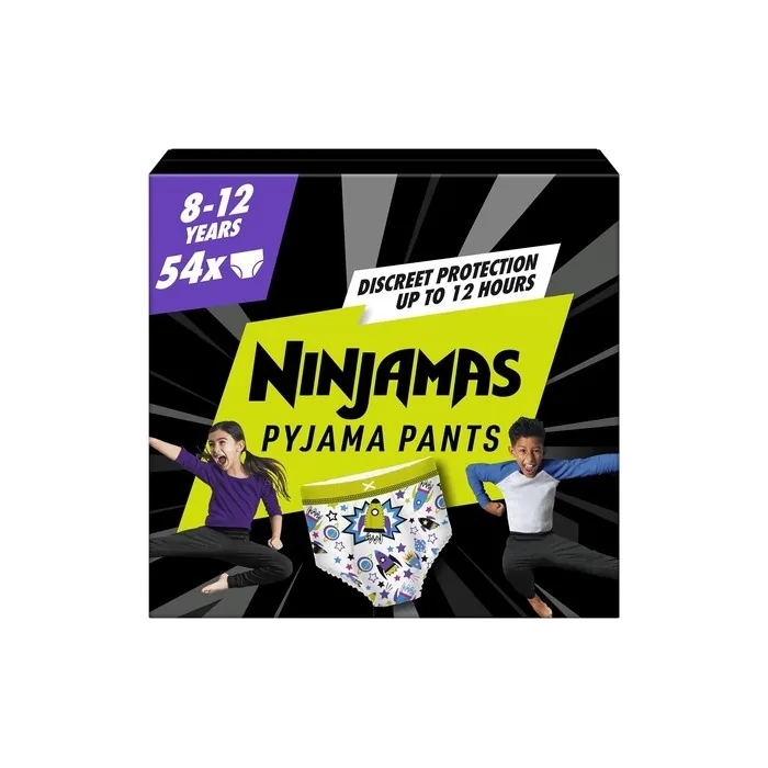 Pampers Ninjamas Pyjama Pants Unisex Spaceships 54 Pants 8-12 Years 27kg-43kg - Packaging May Vary