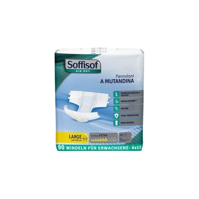 Soffisof Air Dry Extra Size Adult Diapers 90 Count