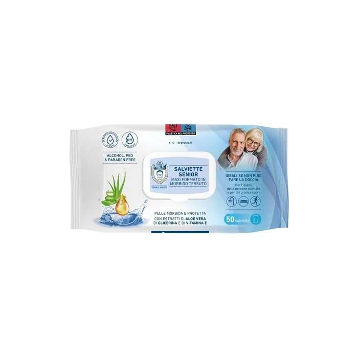 Dr Protect Senior Wipes Maxi Format 50 Wipes with Aloe Vera Extract and Vitamin