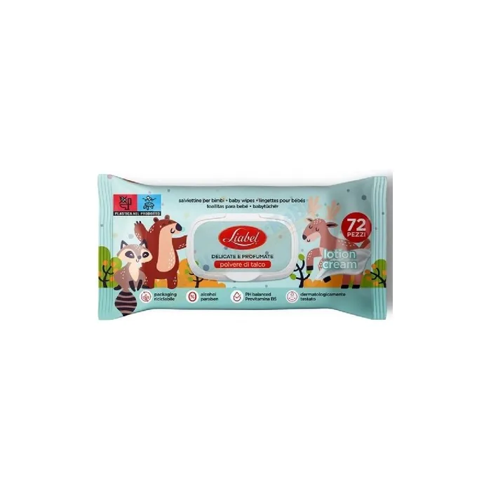 Liabel Baby Wipes 72 Pcs With Talc Powder