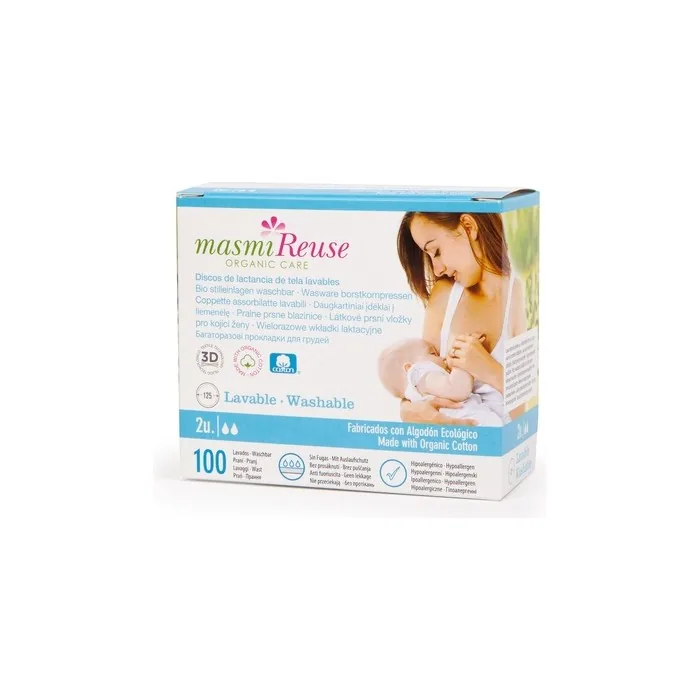 Masmi Reuse Organic Care Reusable Nursing Pads Made Of Organic Cotton - 2 Pieces