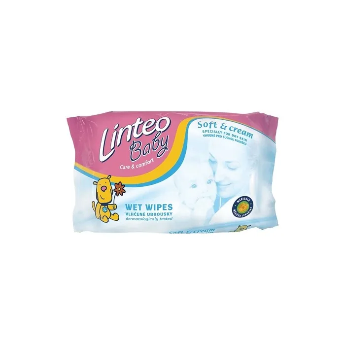 Linteo Wet Wipes Baby Soft And Cream 72 Pieces, Viscose, Polyester