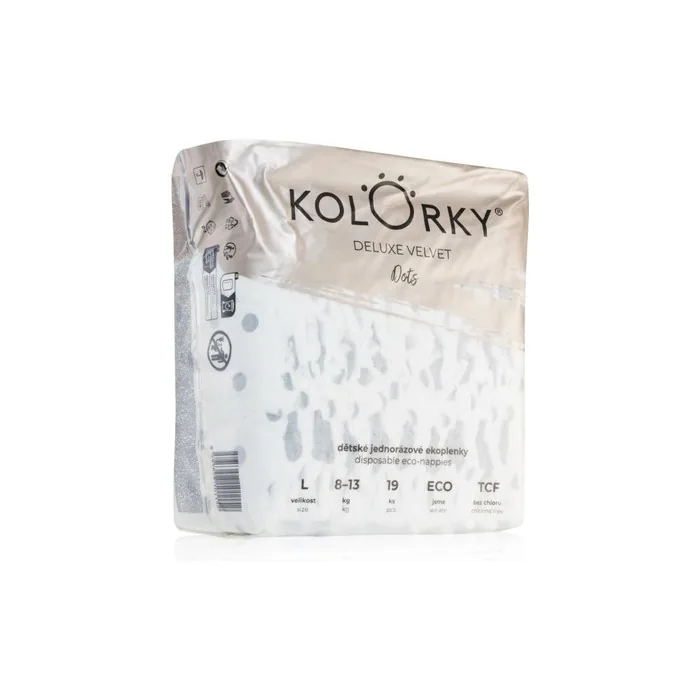 Kolorky Deluxe Velvet Dots Disposable Diapers Size L 813 Kg 19 Pcs