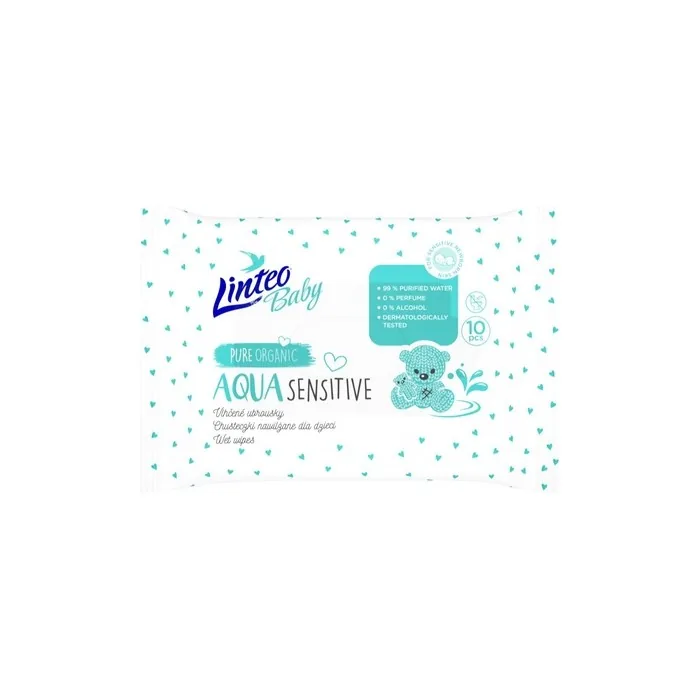Linteo Aqua Sensitive Baby Wet Wipes 10 Pcs
