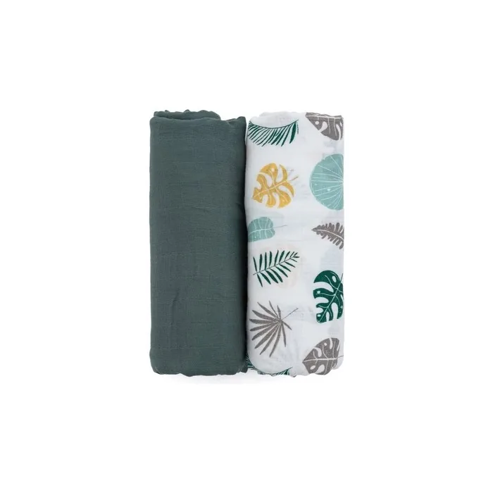 Petite&Mars Misty Cloth Diapers Misty Green 120 X 120 Cm 2 Pcs