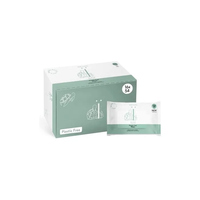 Naïf Plastic-Free Moist Wipes for Baby's Body and Face 864 Wipes - Pack of 16 x 54