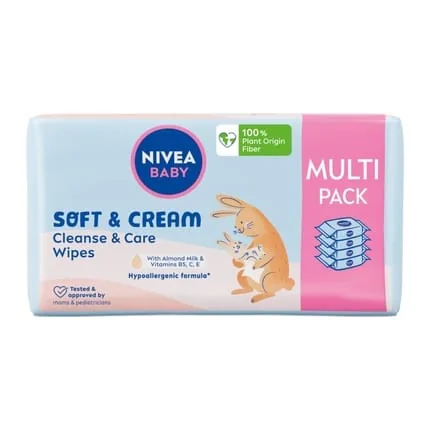 Nivea Baby Soft & Cream Moisturizing Wipes - 4 Packs Of 57 Pieces