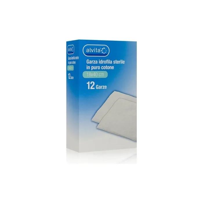 Alvita Sterile Hydrophilic Gauze in Pure Cotton 18 x 40 cm - Pack of 12