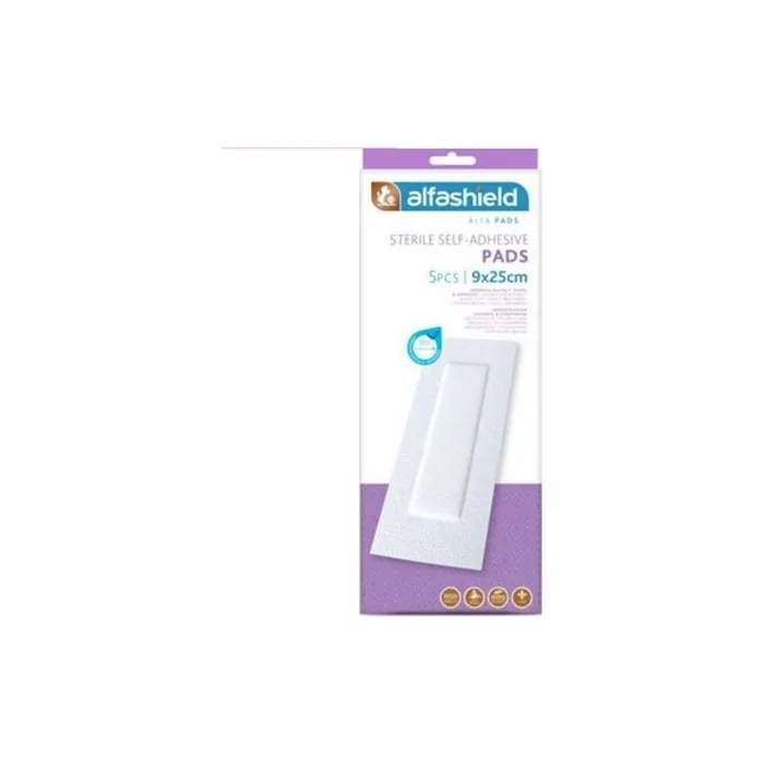 Alfa Gauze Alfashield Sterile Self-Adhesive Pads 9x25cm - Pack Of 5
