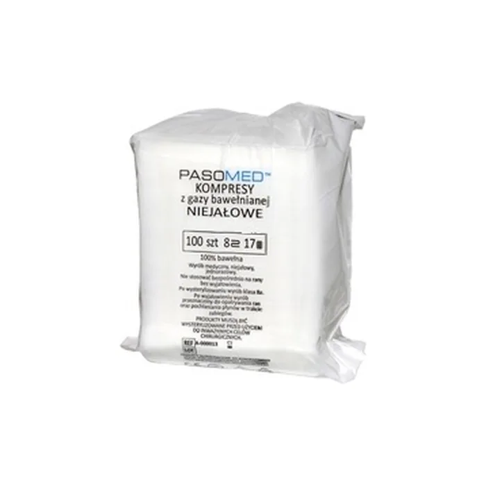 Pasomed Non-Sterile Compresses 5x5cm, 100 Pieces, 8 Layers