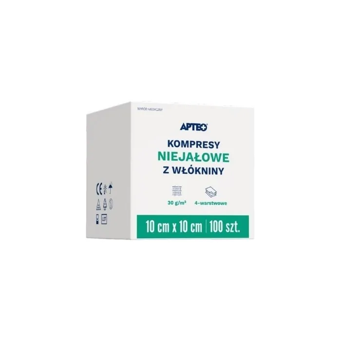 Apteocare Non-Sterile Non-Woven Compresses 10x10 Cm - 100 Pieces - Long Validity