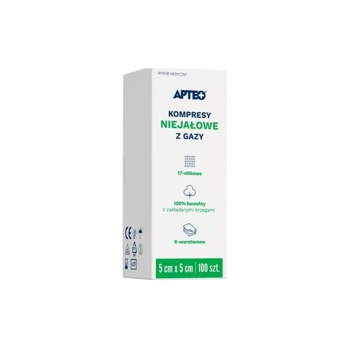 Apteocare Non-Sterile Gauze Swabs 5x5cm - 100 Pieces - Long Validity