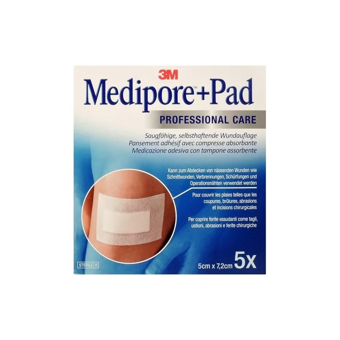 Medipore+Pad Med 5 x 7.2cm 5 Pieces