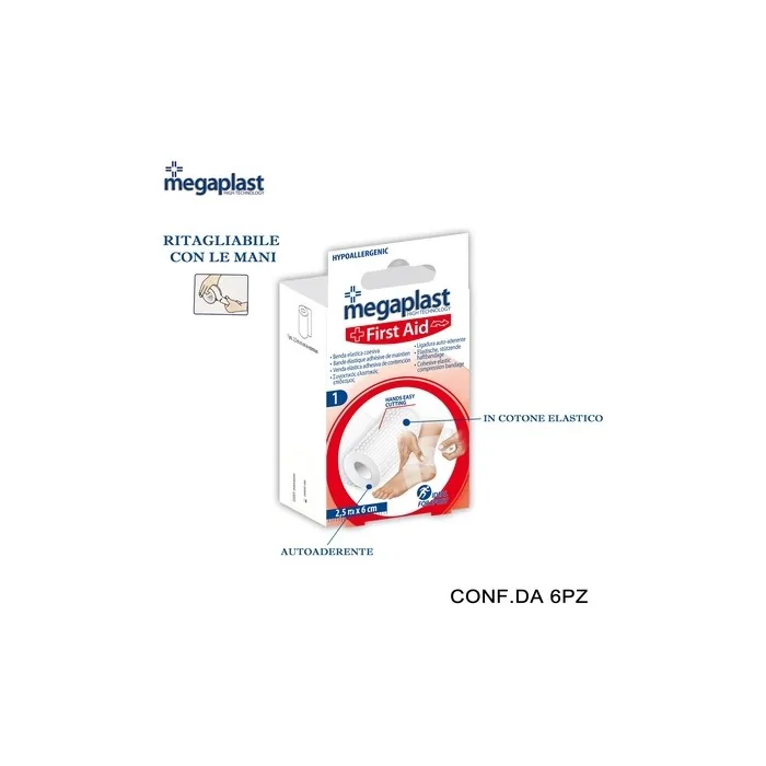 Megaplast First Aid Bandage 2.5m X 6cm - Pack Of 6