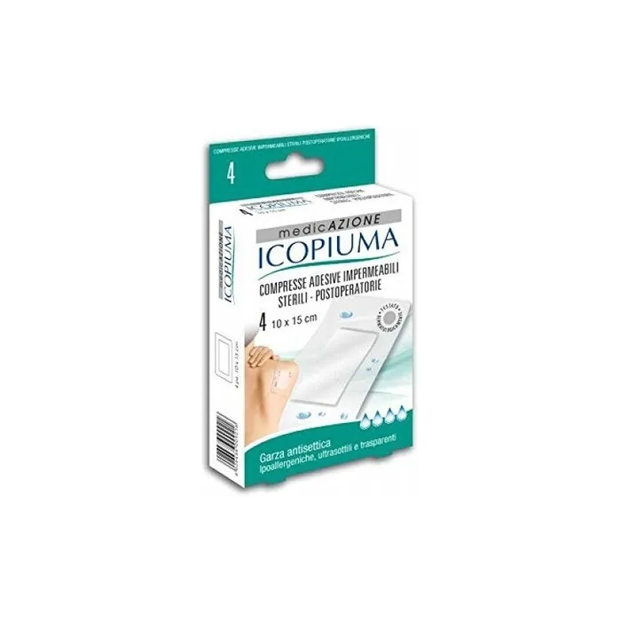 Icopiuma Postoperative Sterile Waterproof Adhesive Tablets 10x15cm - Pack of 4