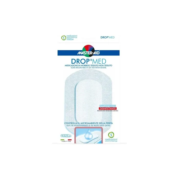 MASTER AID Med Drop White/Blue 10.5 x 15 cm - Pack of 5