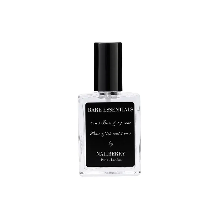 Nailberry Bare Essentials 2 In 1 Base And Top Coat 15ml Adhering High Shine Protects Against Fading Discolouration
