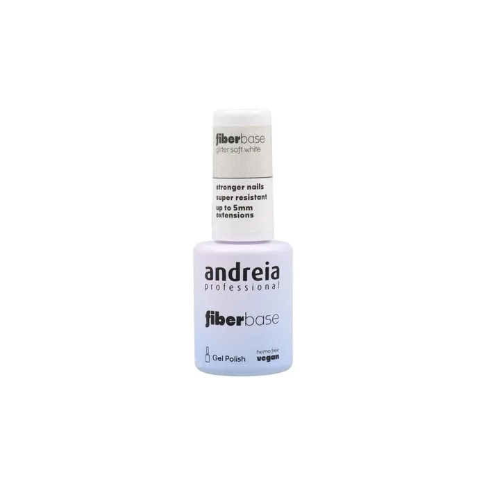 Andreia Gel Polish Fiber Base Color Glitter Soft White 105 Ml