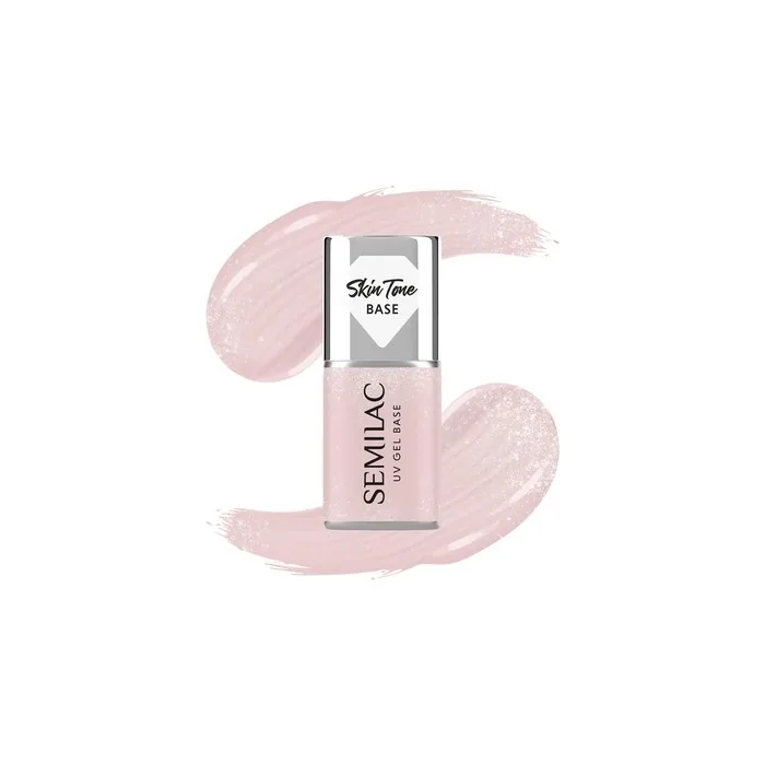 Semilac Skin Tone Base For Hybrid Nail Polishes Semitransparent Glitter Beige 7 Ml