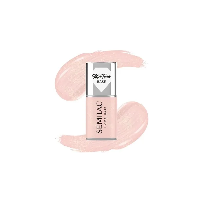 Semilac Skin Tone Base For Hybrid Nail Polishes Semitransparent Glitter Peach 7 Ml