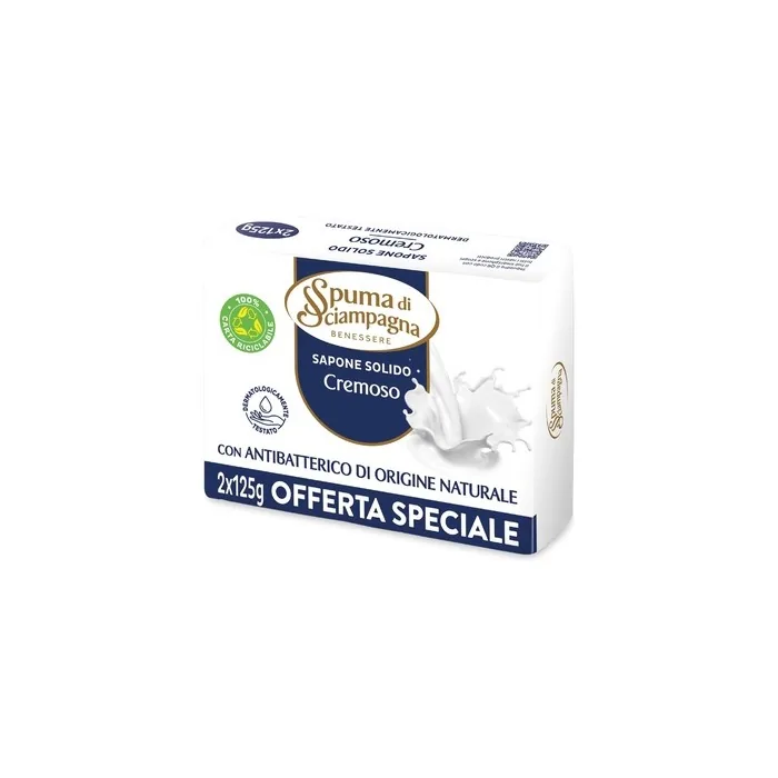 Champagne Foam Foam Of Champagne Soap Creamy With Natural Antibacterial - 2 Pieces Of 125 Grams
